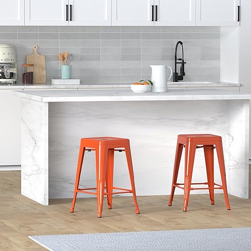 Miniatura 63 de Vogue Furniture Direct Taburetes de bar de metal de 24 pulgadas, taburetes de bar de altura de mostrador, taburetes apilables para interiores y