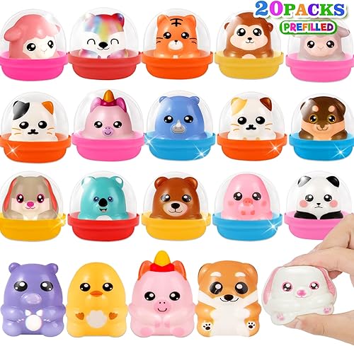 Paquete de 20 huevos de plástico precargados con juguetes esponjosos de elevación lenta, rellenos de cesta de Pascua, bolsas de regalos de