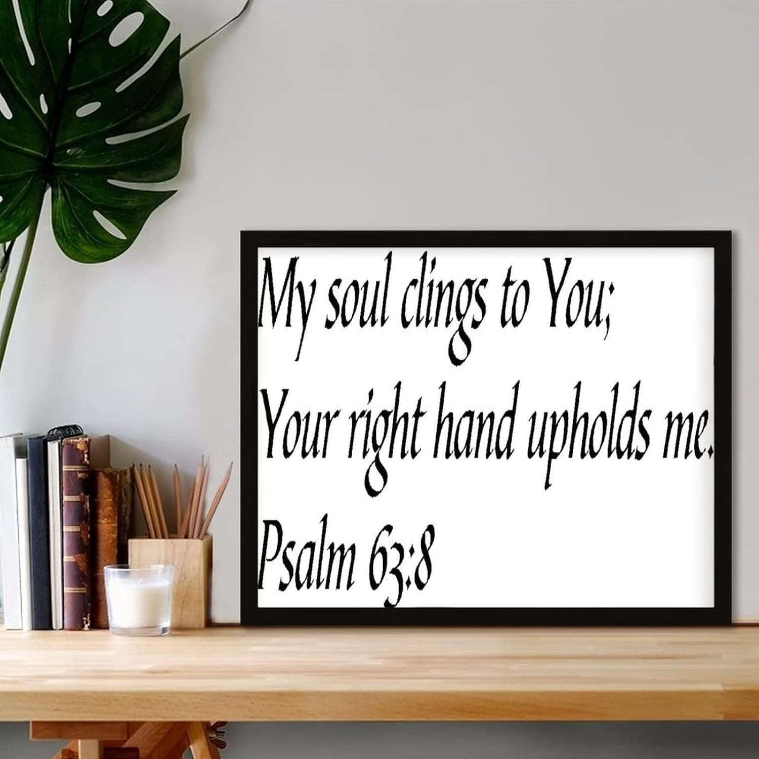 BESTORLOVE My Soul Clings to You; Your Right Hand Upholds Me. Psalm 63:8,Wooden Framed Wall Art, Rustic Farmhouse Decor Housewarming Gift for Mom Dad 20x16in