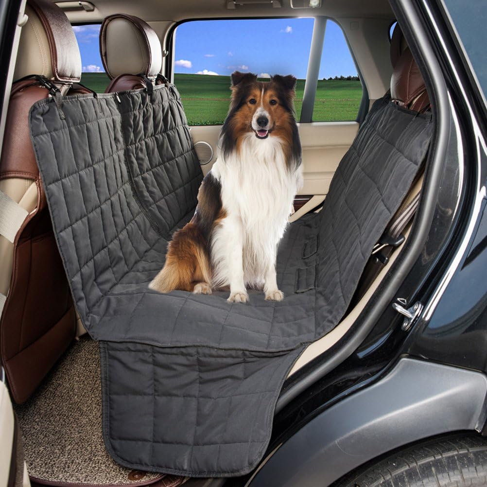 HAPYFOST Dog Seat Cover Waterproof Hammock Car Bench Seat Cover for Pets (BLACK)