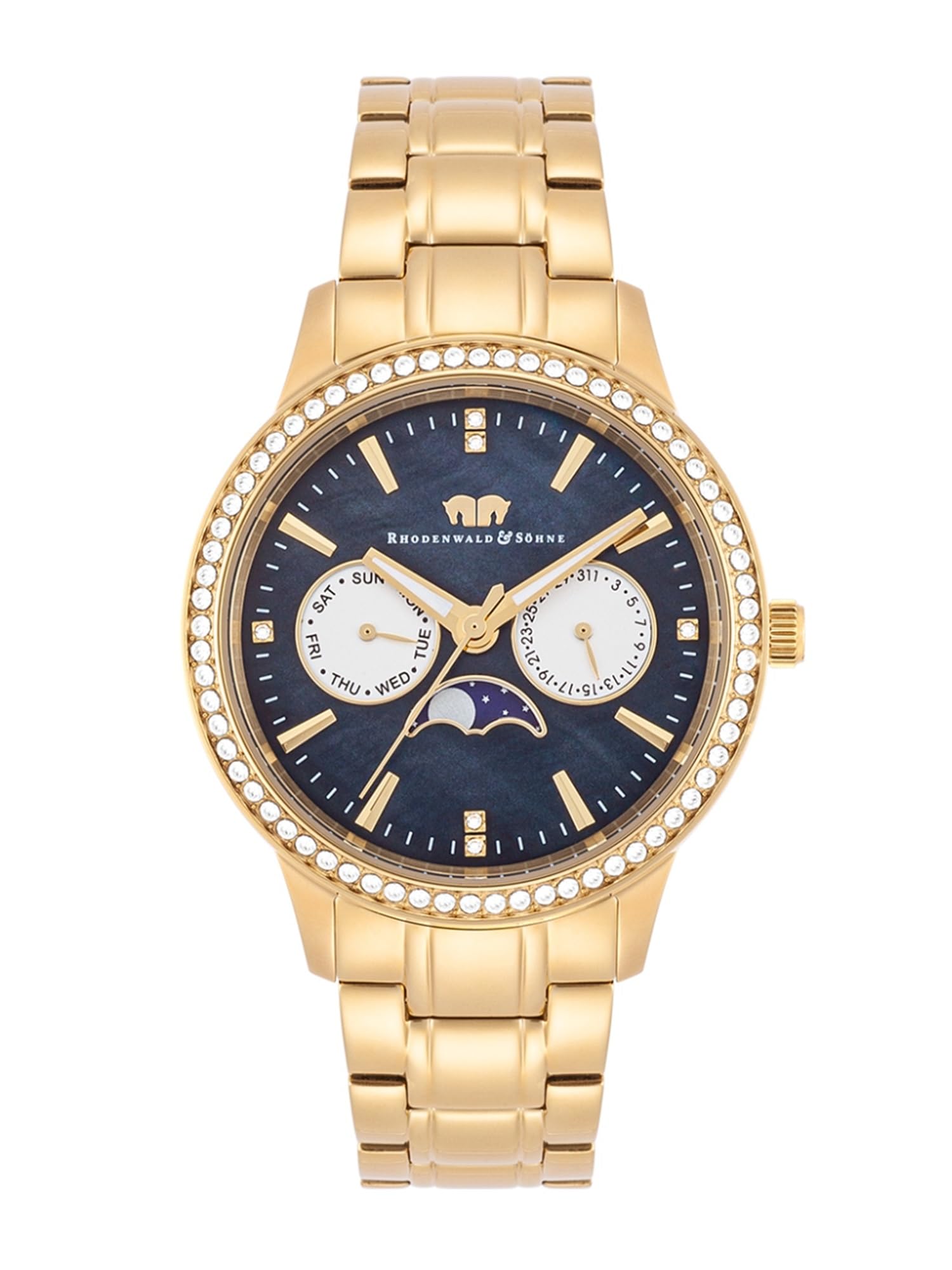 Rhodenwald & Söhne Damen Uhr Edelstahl gelbgold Quarzwerk 3 ATM