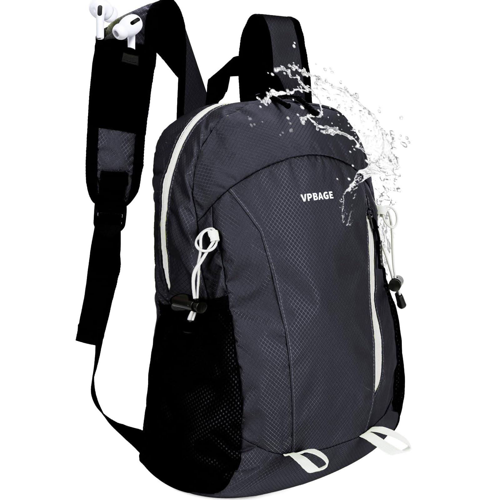 VPBAGE 15L Water-resistant Hiking Daypack, Small Backpack Travel Outdoor, Lightweight Packable Day Pack Carry On for Women Men Adults