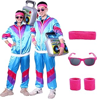 Metaparty 80s Fancy Dress Costume for Adults,80s Shell Suit 