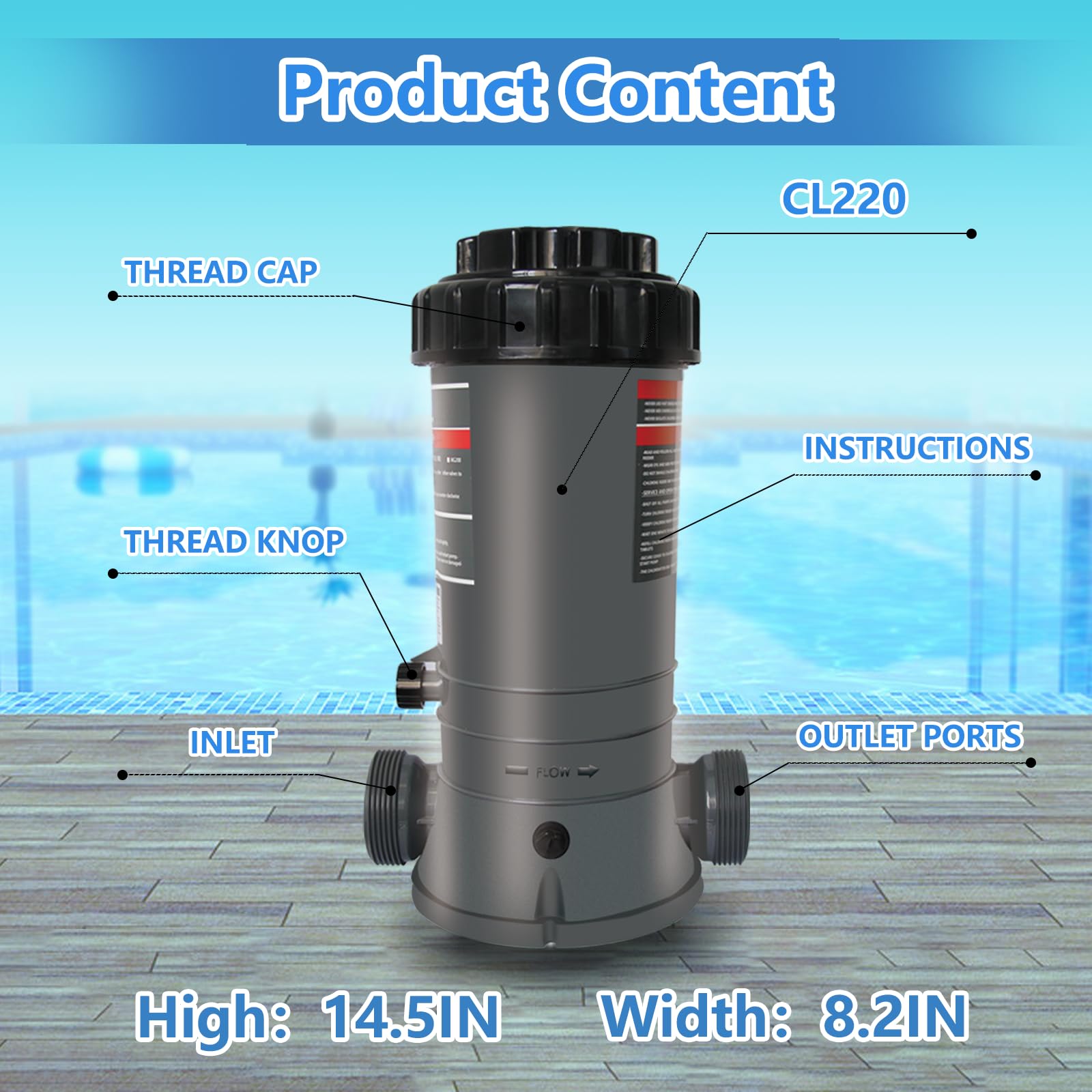 MAYGO CL220 - Clorador automático de piscina fuera de línea de repuesto Hayward CL220, clorador automático para piscina fuera de línea tanto para piscina cubierta como sobre el suelo (9 libras)