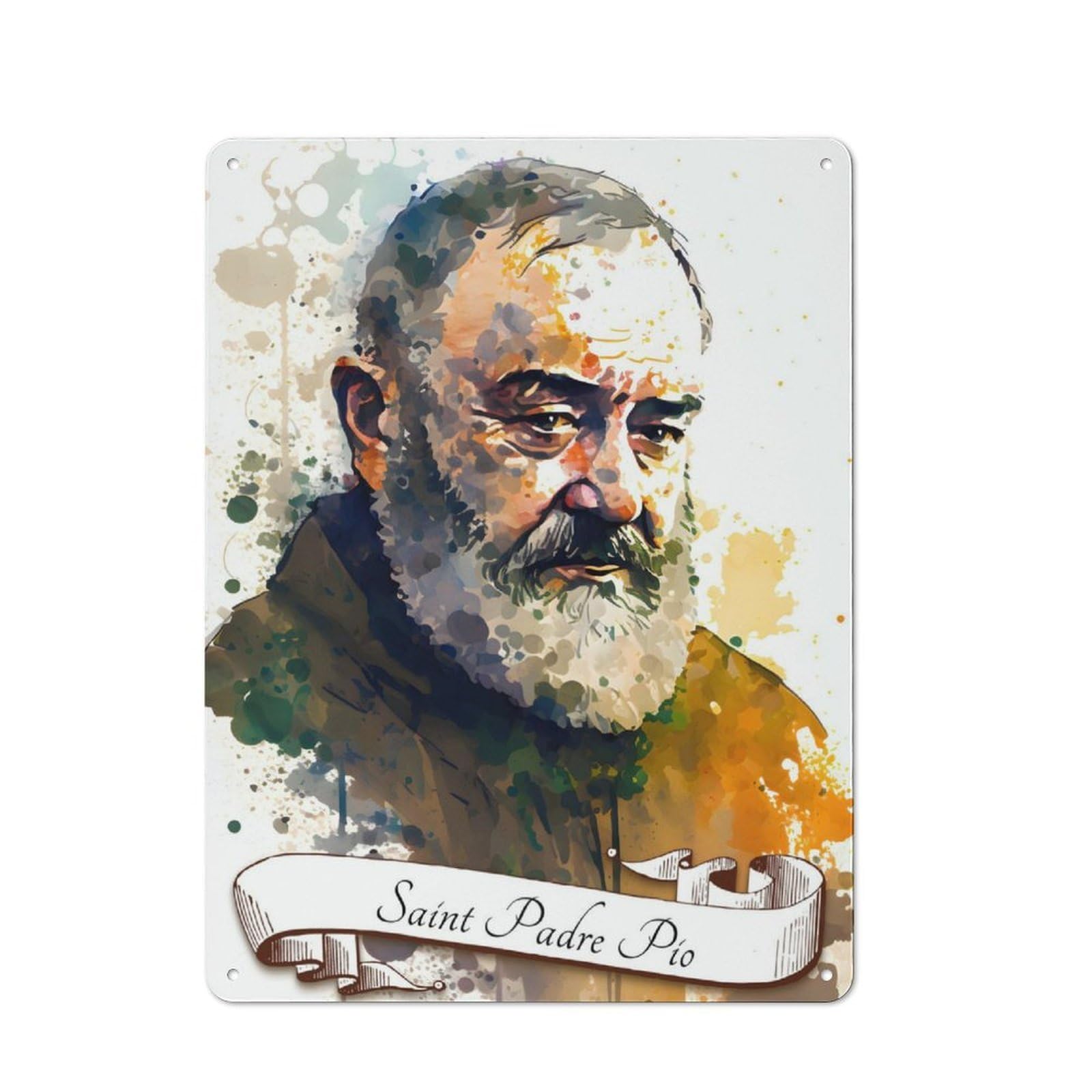 Junmoney Saint Padre Pio Retro Tin Sign 40X30cm Featuring For Bar Or Restaurant, For Metal Sign Collectors, For Garage And Workshop Walls