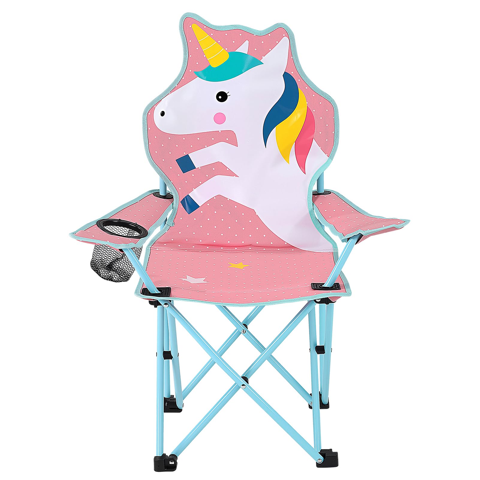 KABOER Kids Outdoor Folding Lawn and Camping Chair with Cup Holder and Carrying Bag, Children's Camping Chairs for Outdoor Beach Travel (Unicorn)