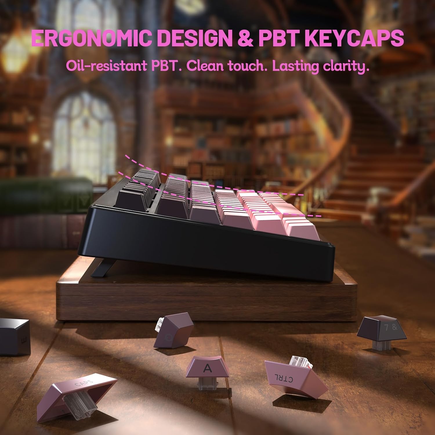 M87V2 Wireless Keyboard, Low Profile Quiet Typing Membrane Gaming Keyboard with 80% TKL Layout Side Printed Keys, RGB Backlit, USB C Rechargeable,87 Keys PBT Keycap for Windows PC,Mac,Linux-Blackberry