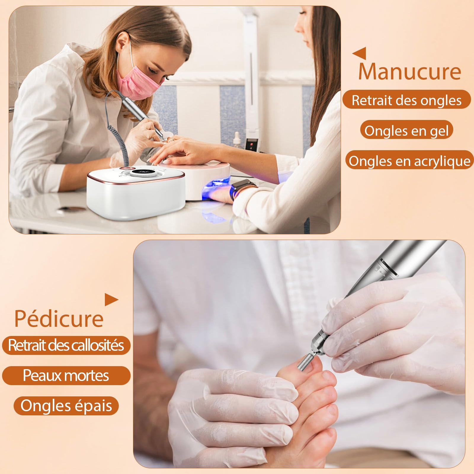 Ponceuse pour Ongles Professionnel 35000 Rpm : Ponceuse pour Ongles éLectrique 13 En 1 Avec Batterie de 4000 Mah - Lime à Ongles Professionnelle - Kit Manucure et PéDicure