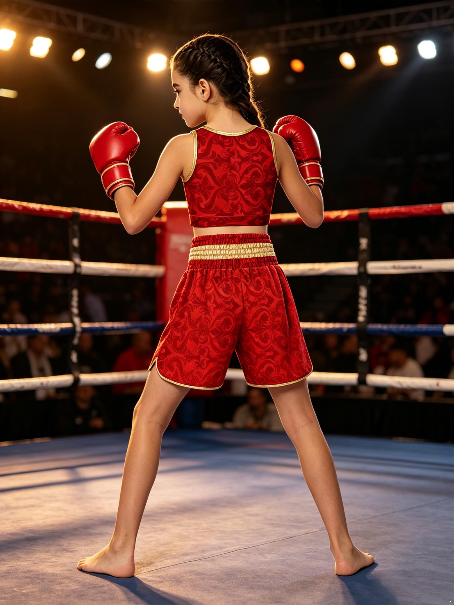 Linjinx Bambini Maglietta Boxe Bambino Costume Pugile Abbigliamento Set Mma Rosso 9-10 anni