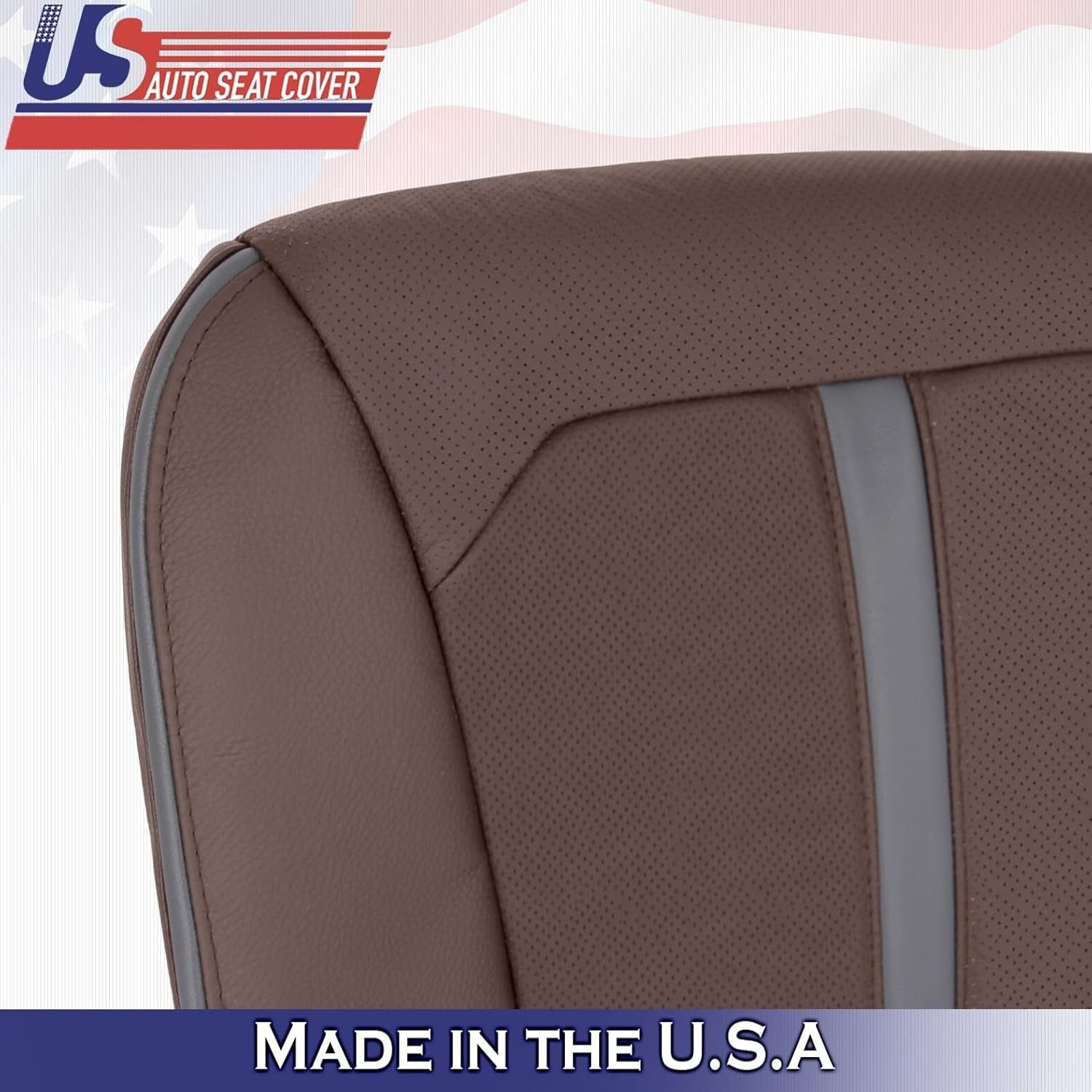 US Auto Seat Cover 2015 to 2020 fits Ford F150 Platinum 2 Top & 2 Bottom Leather Seat Covers Brown