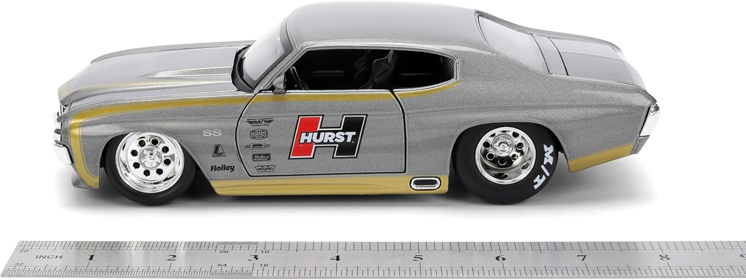 Jada Toys Bigtime Muscle 1:24 1971 Chevy Chevelle Die-cast Car – Opening Doors, Hood, Trunk, Rubber Tires(Metallic Grey)