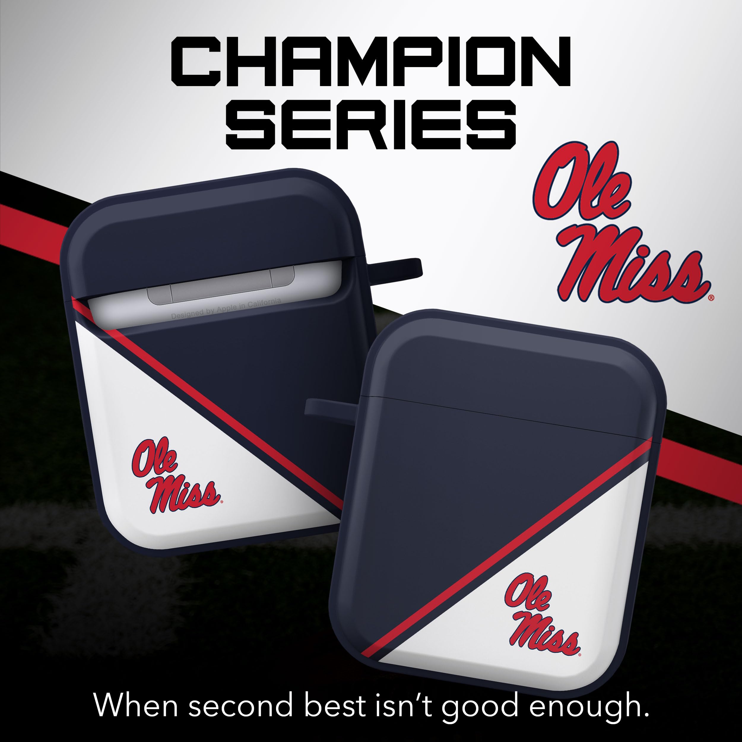 Affinity Bands Mississippi Ole Miss Rebels Champion Series HDX Case Cover Compatible with Apple AirPods Generations 1 & 2