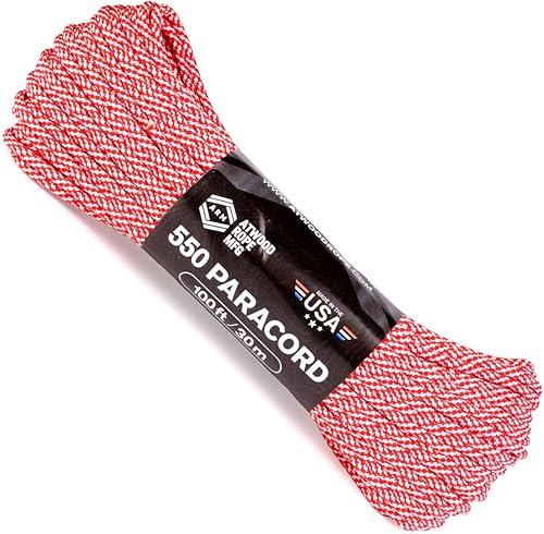 Atwood Rope MFG Cuerda de paracaídas de nailon 550 de 100 pies, 7 hebras, equipo de supervivencia exterior, fabricado en Estados Unidos, cordones,