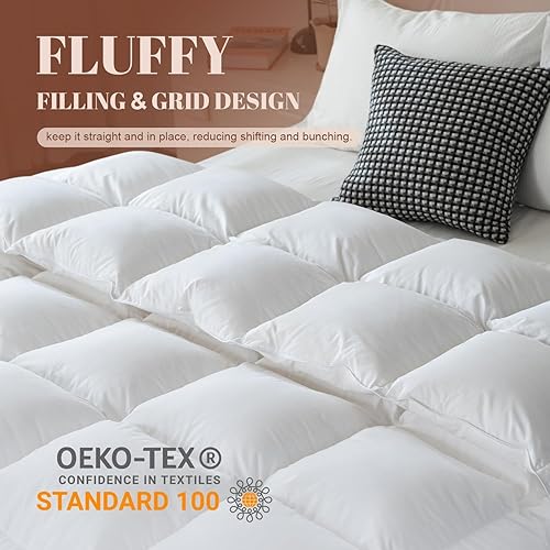 Vista 6 de WhatsBedding - Edredón para todas las estaciones de plumas de ganso y plumón tamaño Queen, edredón de cama de lujo de la colección de hotel, funda