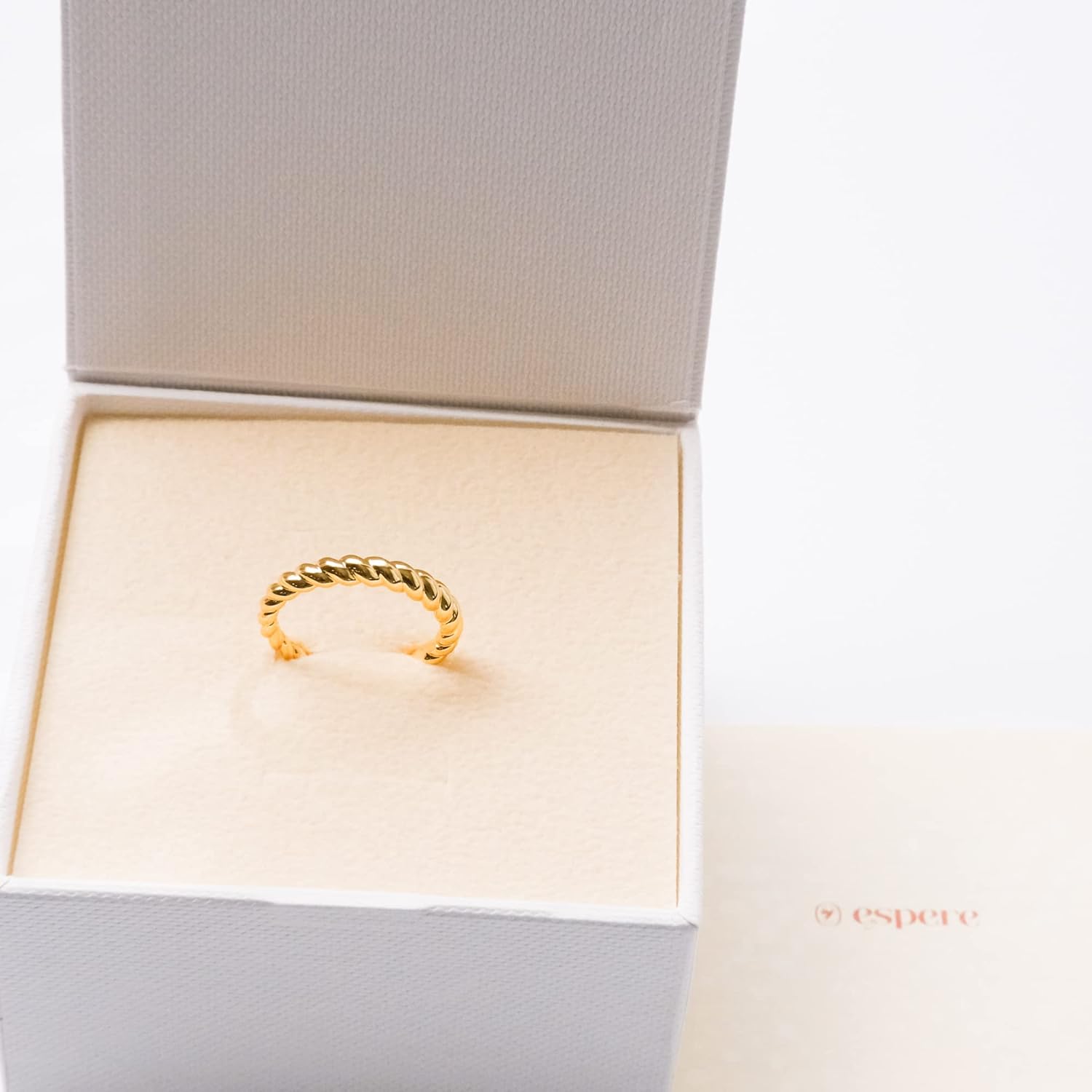 espere Thin Bubble Dome Ring | 18K Gold Plated Ribbed Dome Stackable Ring | Gold Thick Band Ring - Image 5