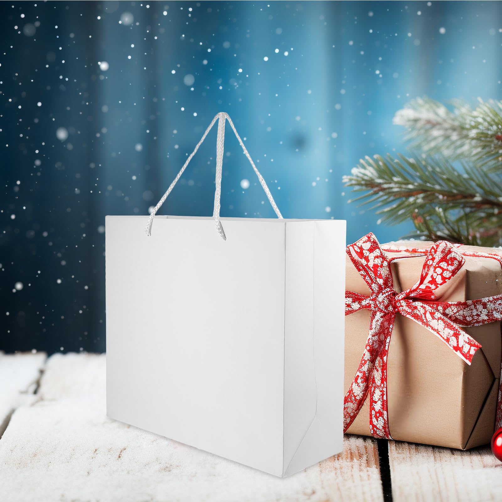 VERDANVERSE Papiertüten mit Henkel Geschenkpapiertragetaschen 10 Stück Weiße Geschenktüten aus Papier Einfach zu Tragende für Geburtstagsfeiern und Partys