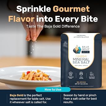 Baja Gold Signature Mineral Sea Salt - Recommended by Gary Brecka - Organic Natural Grain Salt for Cooking & Baking | Authentic Baja Salt | Ideal for All Culinary Creations | 1 lb. Resealable Bag, 300+ Servings