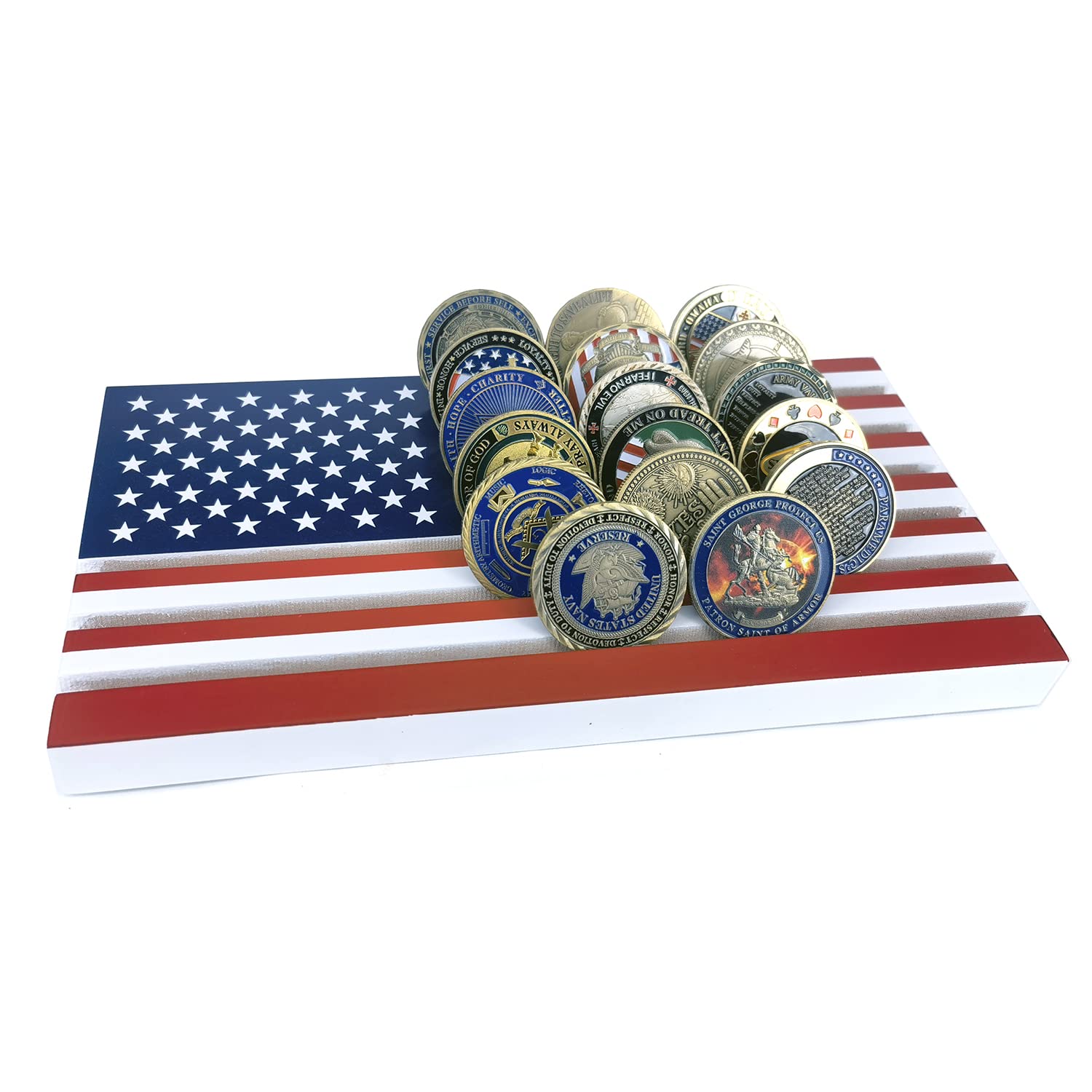 アメリカ国旗 ミリタリーコインスタンド チャレンジコインディスプレイホルダー Lサイズ 6列