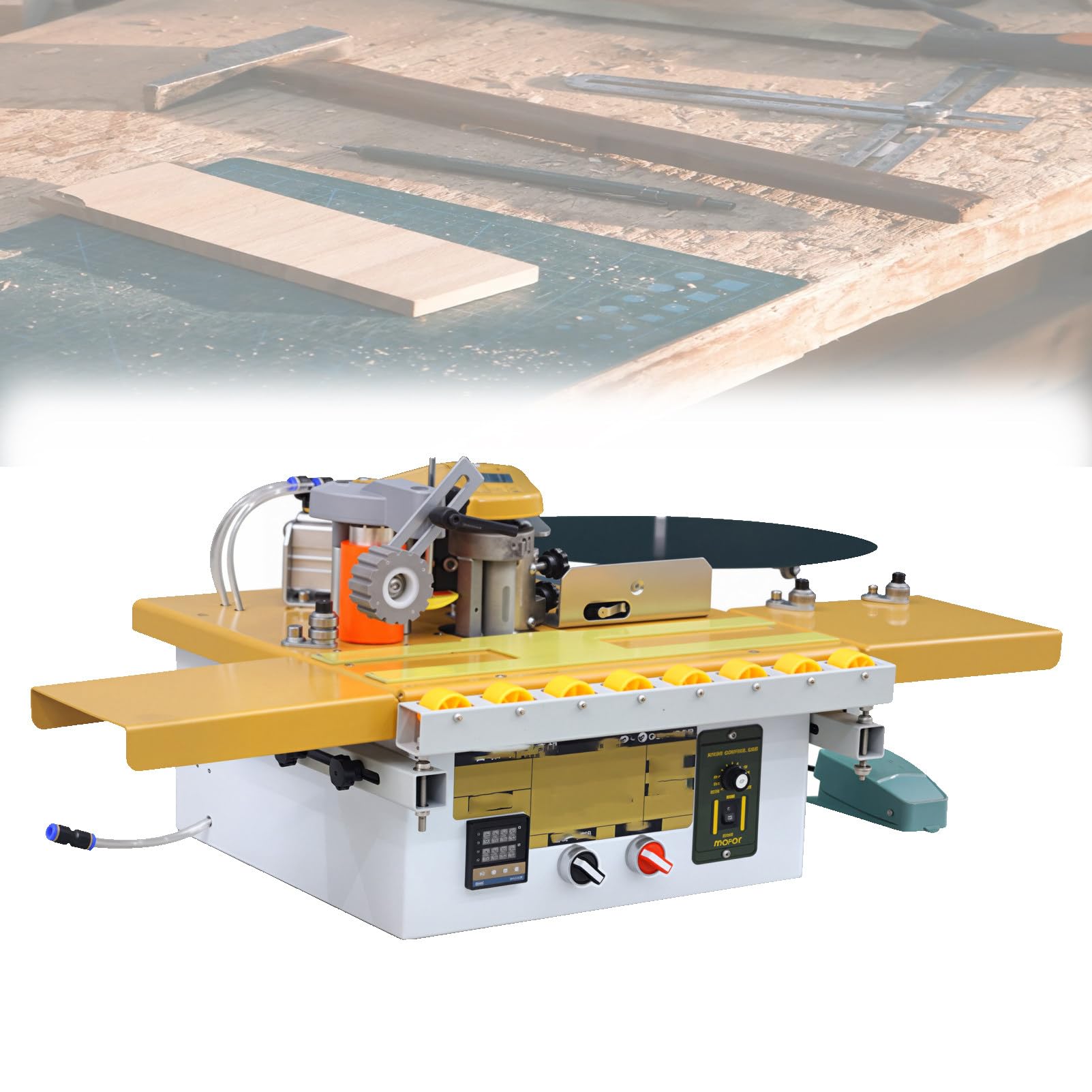 Pnpaea Portable Edge Bander, Bander Curve Straight,1200W Double-Sided Gluing,Right Angle Curve Straight Line, for particleboard, and laminate Widened(Lengthened)