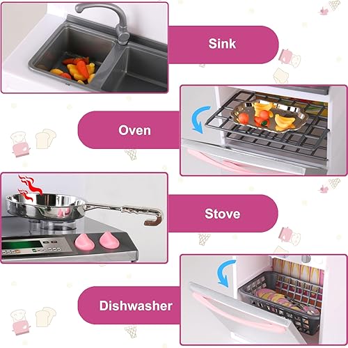 Miniatura 3 de My Modern Mini Kitchen House - Juego de accesorios de juguete con luces y sonidos realistas para niños pequeños, niñas (4 en 1)