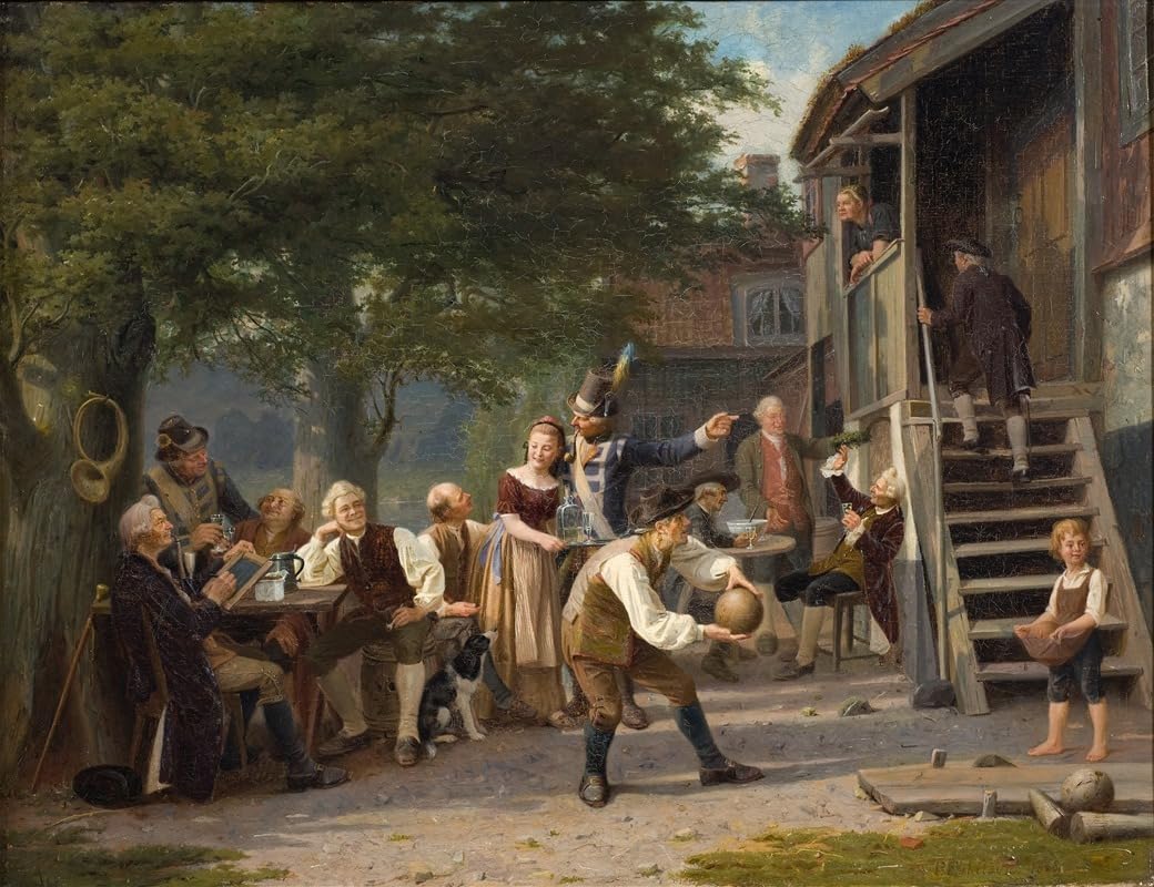 Skittles at Faggen's. Scene from Fredman's Epistle 55 by Bellman (1868) Poster Print by Peter Eskilson (24 x 36)