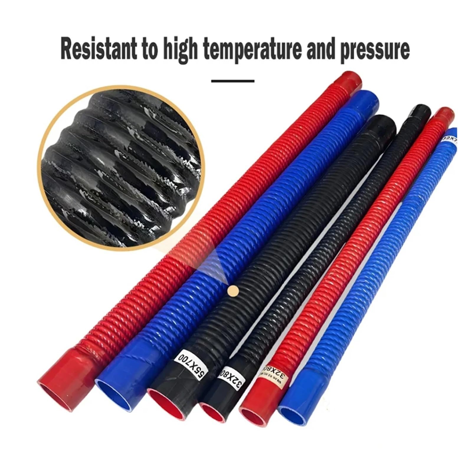 Tubos de vacío de PVC, Conducto de Aire Corrugado de Alambre de Acero de Silicona Rojo Resistente a Altas temperaturas y presiones(Blue,500MM-ID 25MM)