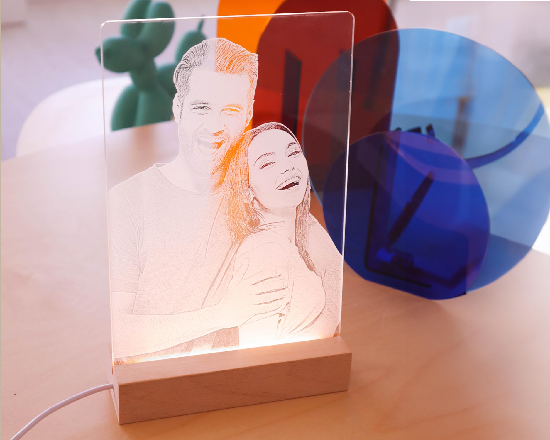 Personalisierte Lampe (18x18 cm). Fotolampe Personalisiert. Foto Nachtlampe Personalisiert. Lampe Mit Bild Led. Glasfoto Personalisiert. Bilder Lampe