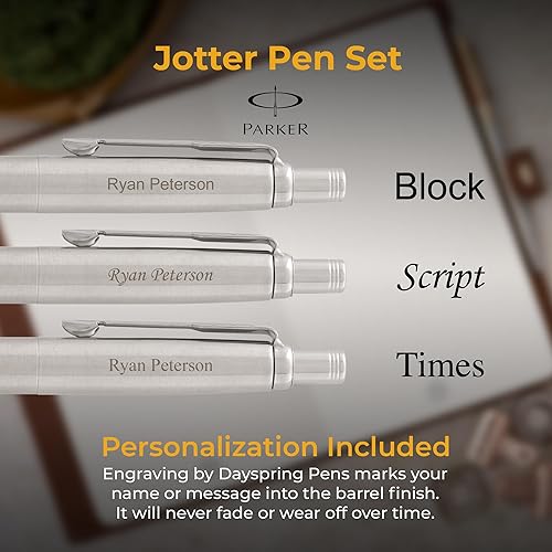 Miniatura 15 de Dayspring Pens Parker Jotter - Bolígrafo de gel de acero inoxidable con borde cromado, grabado personalizado, bolígrafo de regalo ideal Acabado