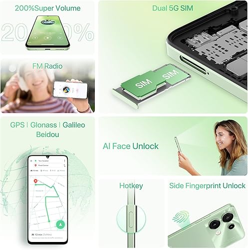 Miniatura 6 de UMIDIGI Teléfono celular G9 5G, teléfonos Android 14 desbloqueados, 12 (6+6) GB +128GB1TB TF Expand, 5G Dual SIM, cámara de 50MP, pantalla HD+ 90Hz