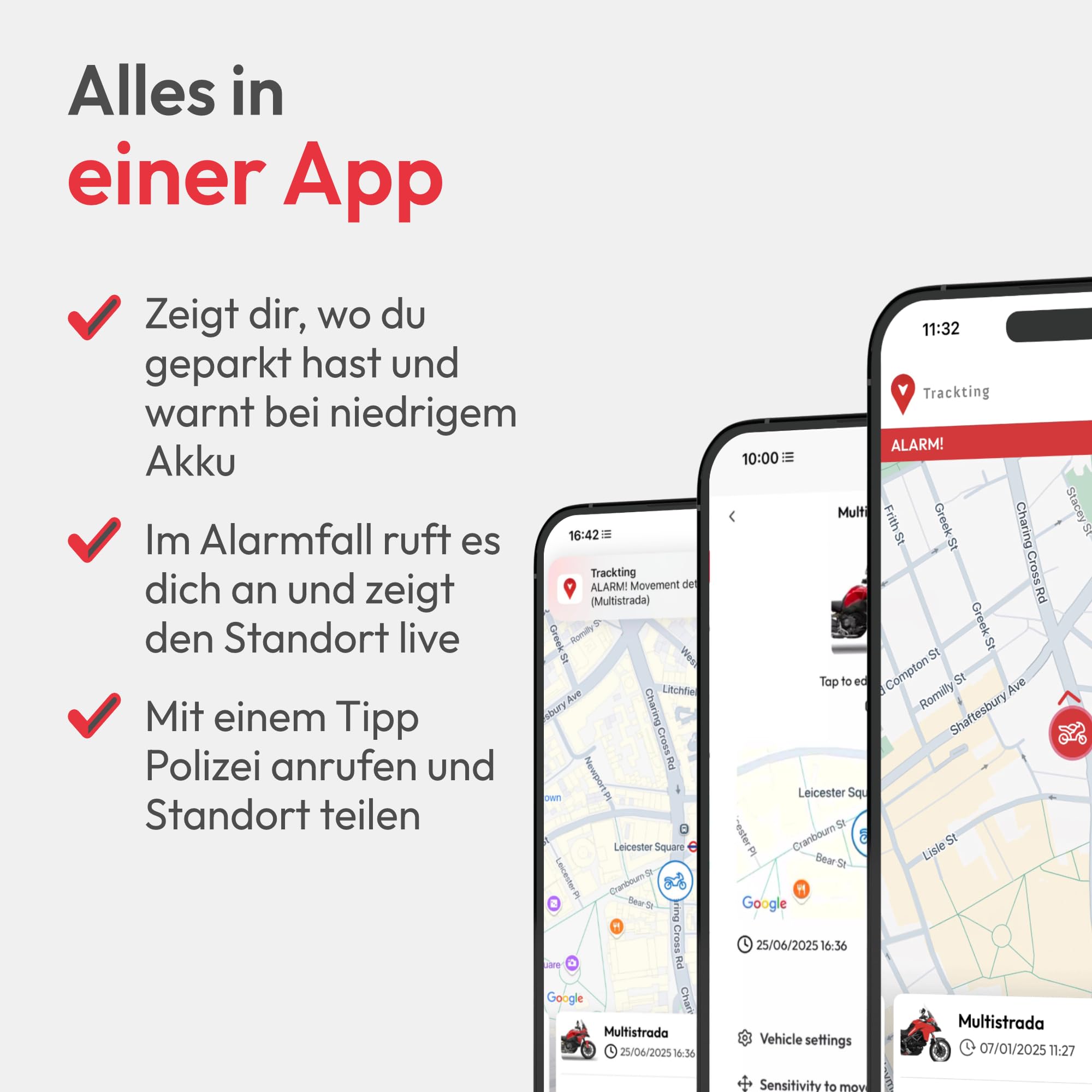 Trackting ONE – Anti-Diebstahl GPS Gerät für Auto & Motorrad | GPS Tracker für Autos, Motorräder, Fahrzeuge | integrierte SIM (4G/2G) – ABO erforderlich | Keine Verkabelung, Lange Batterielaufzeit