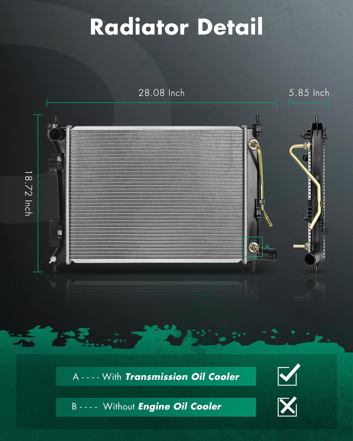 SCITOO 13253 Radiator Fit 2012-2017 for Hyundai for Accent 1.6L 2012-2017 for Kia for Rio 1.6L