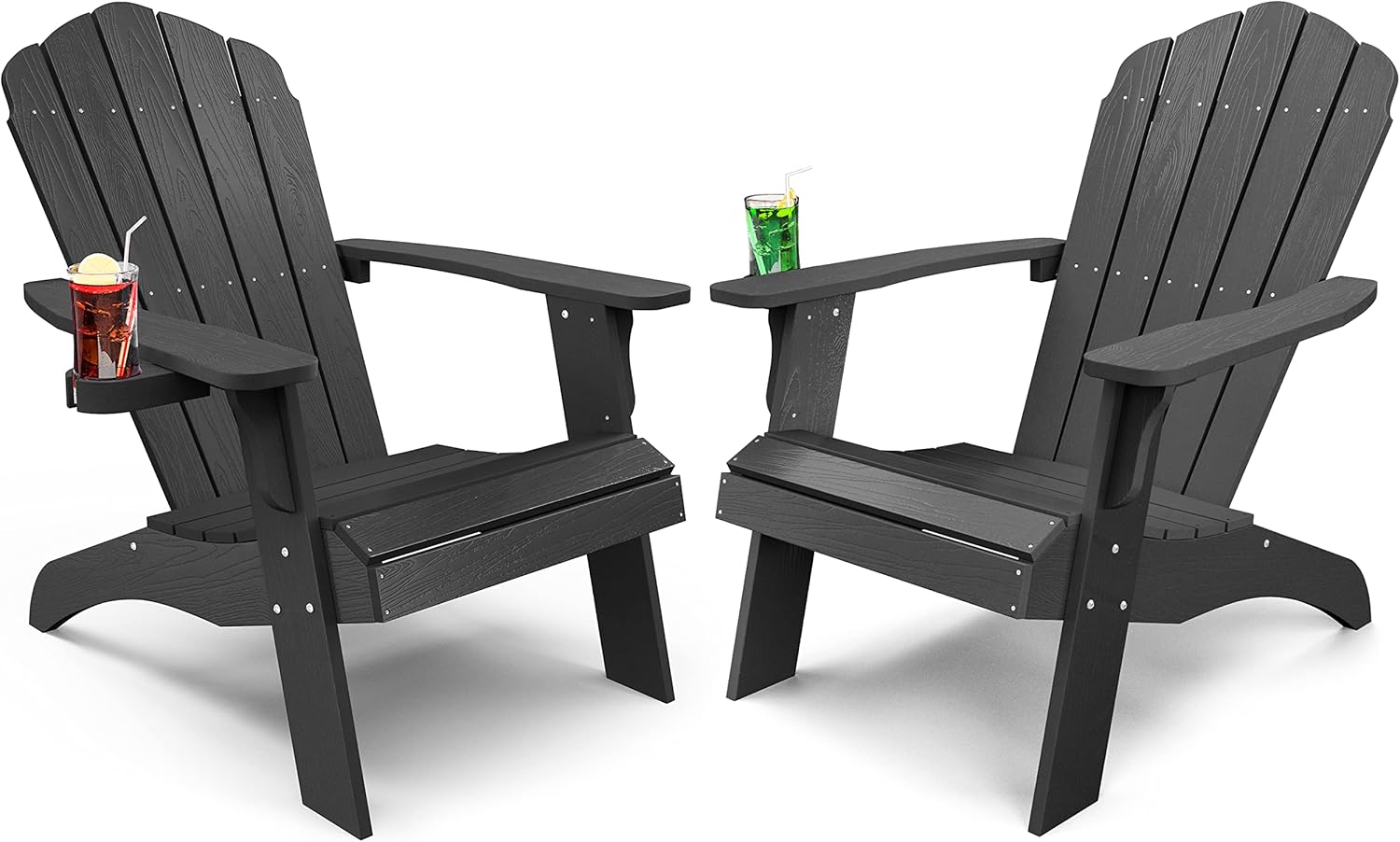 YEFU Oversized Adirondack Chair with Cup-Holder Plastic (Large Dual-Purpose), Weather Resistant, Poly Lumber Outdoor Chairs Duty Rating Widely Used in Patio, Lawn, Deck, Outdoor Chairs-Navy Blue : Patio, Lawn & Garden