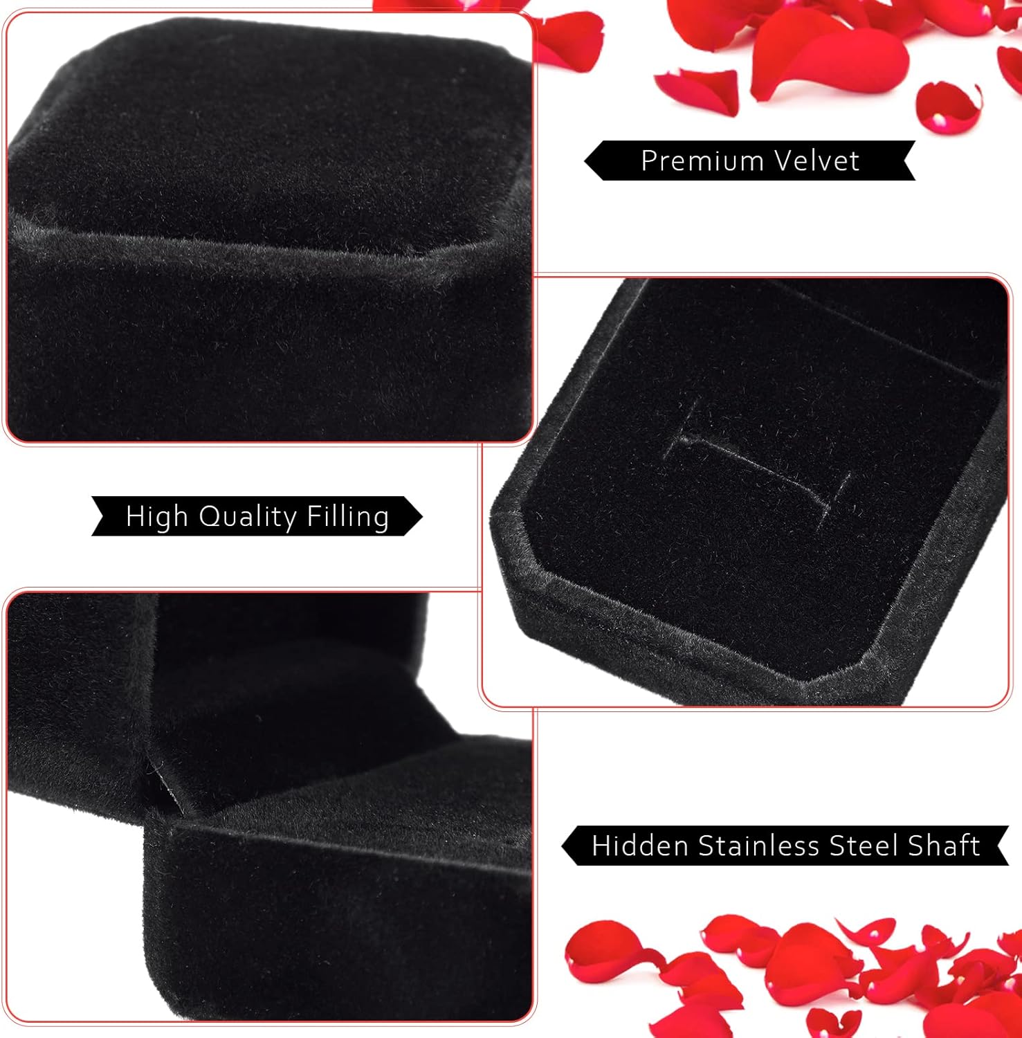 Laumoi 36 Pcs Ring Boxes Bulk Black Velvet Jewelry Earring Boxes Wedding Ring Display Case for Packaging Wedding Ceremony Engagement Proposal Anniversary Birthday Gift - Image 7