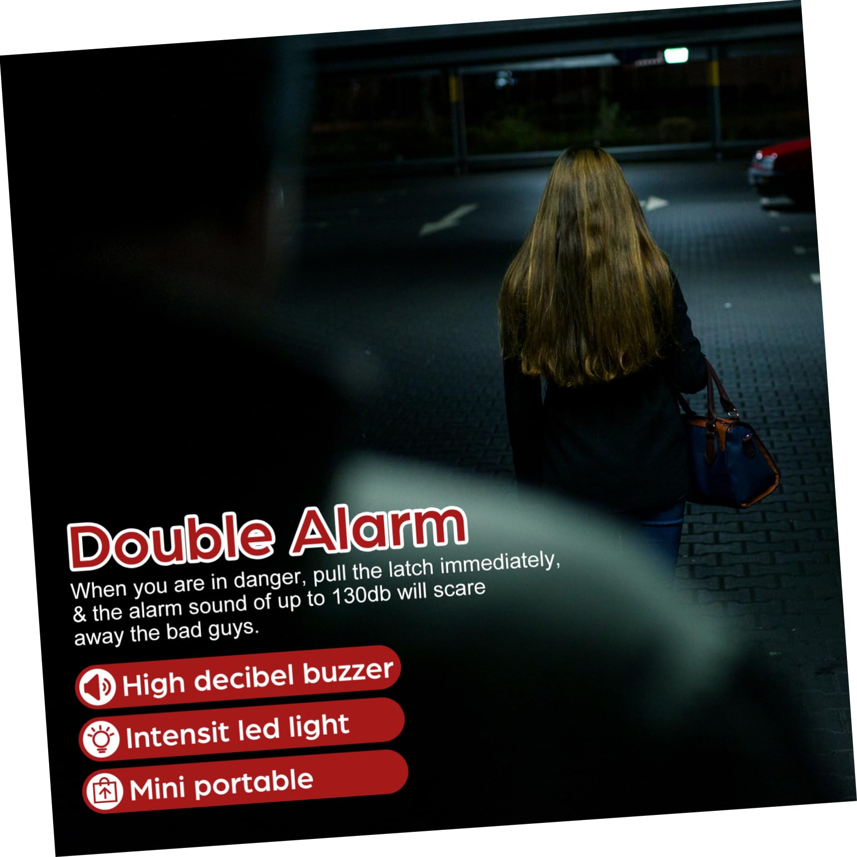 FELTECHELECTR Personal Alarm Mini LED Alarms Reusable Safety Alarm Powered Keychain Tazors Siren Alarm Electric Hand Alert Teaser Women Emergency Alarm Personal Scream Alarm Abs Material Black