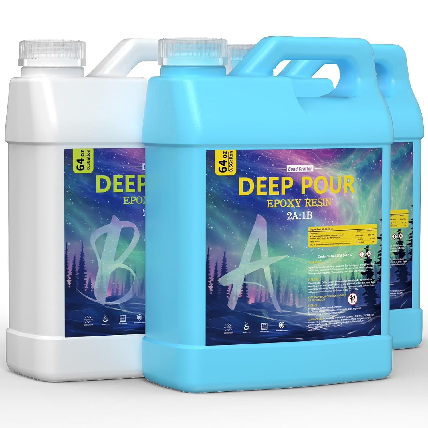Deep Pour Epoxy Resin Kit 1.5 Gallon, Casting Resin Epoxy 2:1 for 2-4 inch Depth, Clear Crystal resina epoxica for Art Craft, River Table, Bar Top, Wood