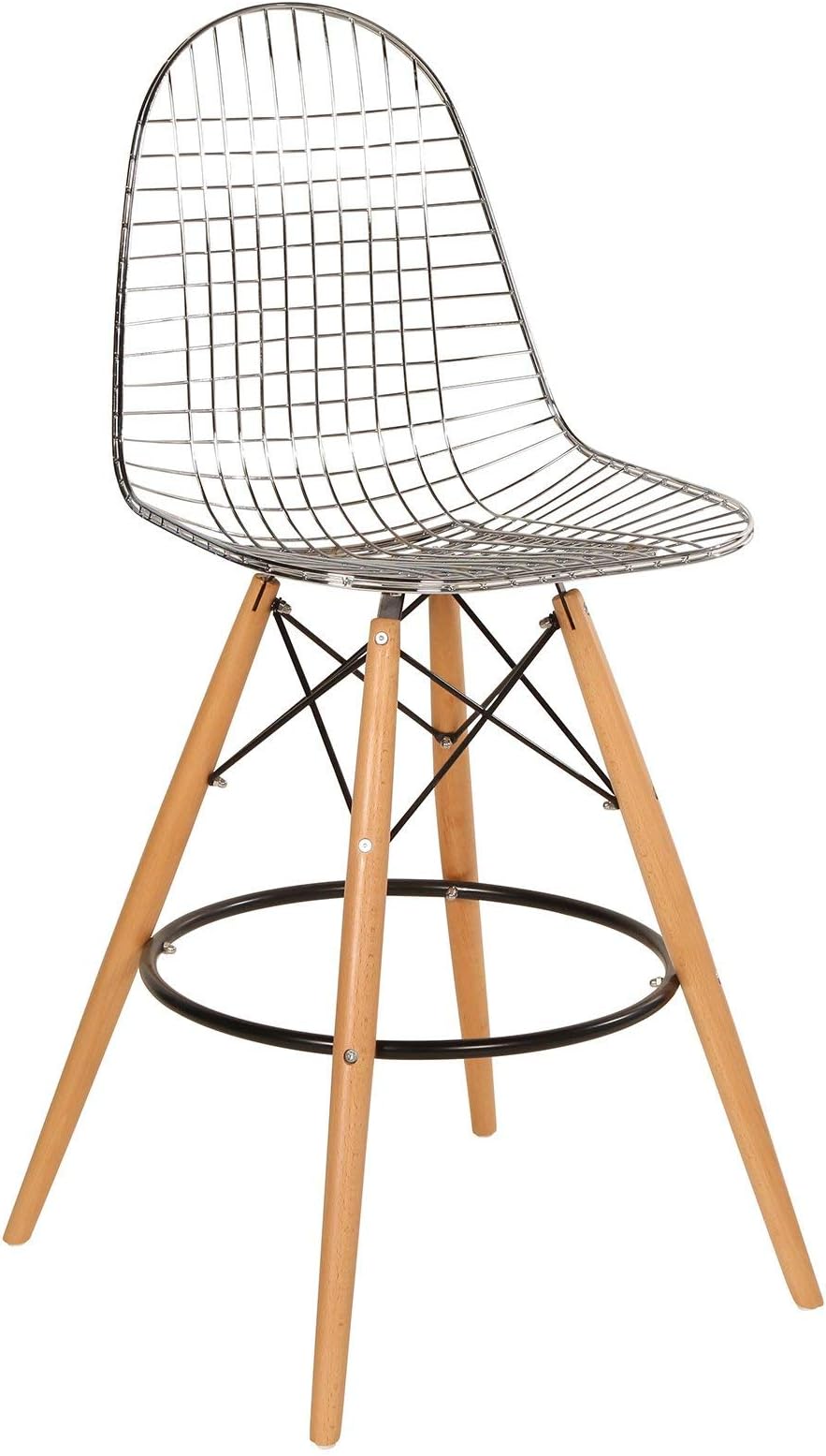 Mid-Century Modern Chrome Wire Counter Stool