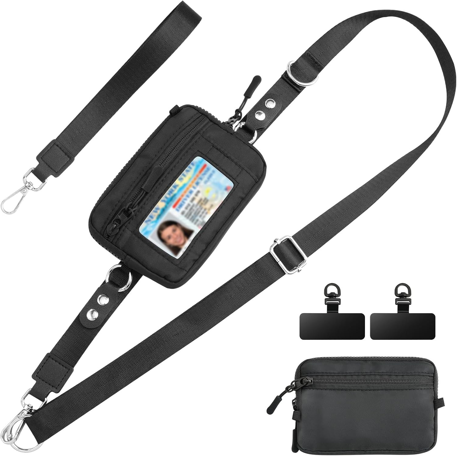 TiMOVO Clip and Go Phone Strap Crossbody with Detachable Wallet, RFID Blocking, Adjustable Anti-Theft Phone Lanyard, Black - Image 8
