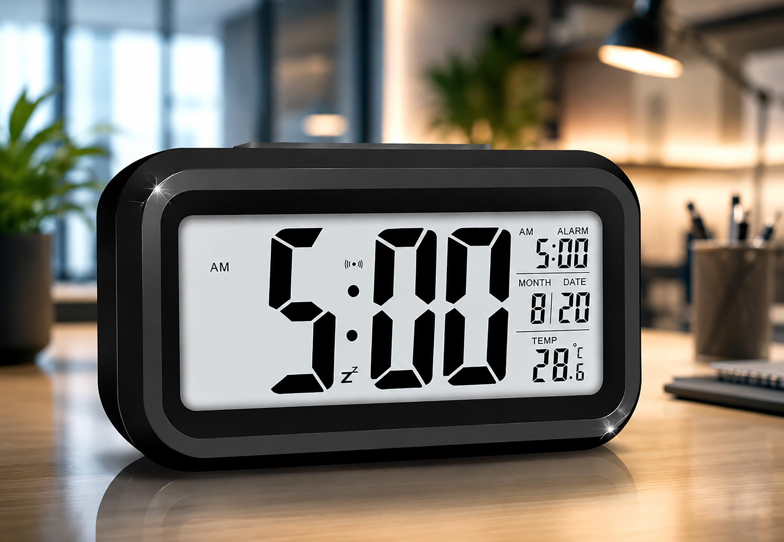 HOMVILLA Alarm Clock, Digital Alarm Clock, Battery Operated Bed Side - Table Clocks with Temperature Display, Snooze Function and Backlight, Travel, Bedroom