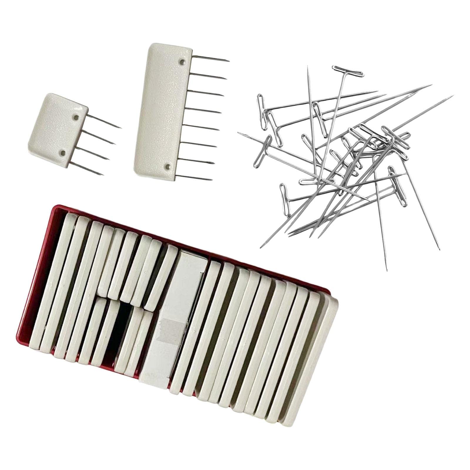 Juego de 2 peines de bloqueo de macramé, alfileres de ganchillo en T, herramientas de modelado para cobijas