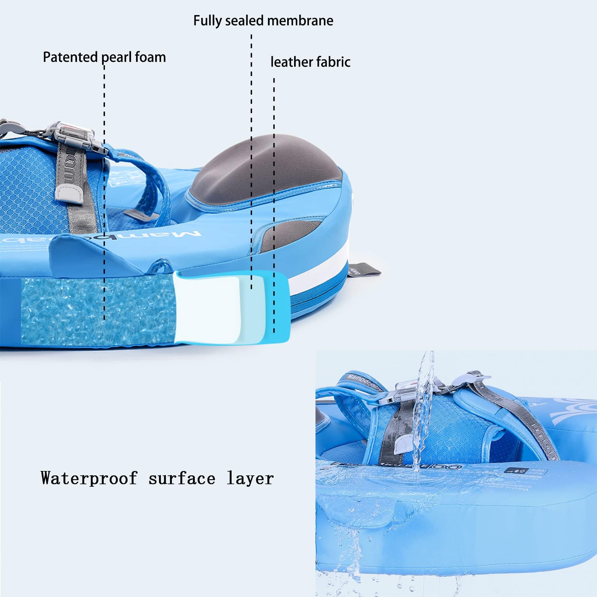 Mambobaby Floats with Canopy &Tail, Non-Inflatable Baby Float for Pool Add Tail Avoid Flip Swim Trainer Baby Floats for Toddler Boys Girls