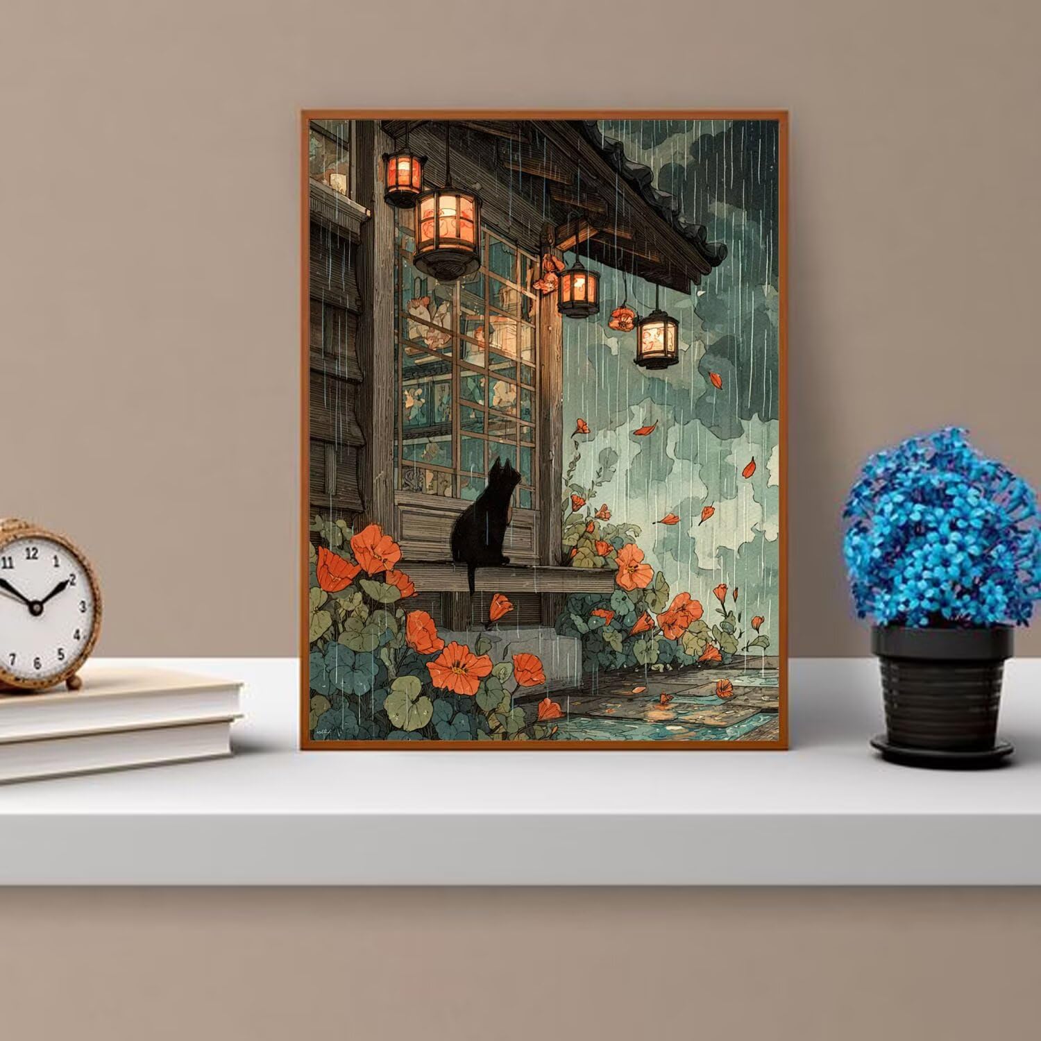 Dipingere con i Numeri Adulti gatto, pioggia Dipingere con i Numeri Bambini DIY Kit, Set Premium con Pennelli, Decorazione Casa & Creativo Regalo di Compleanno, Attività di Tempo libero 70x95cm z-301