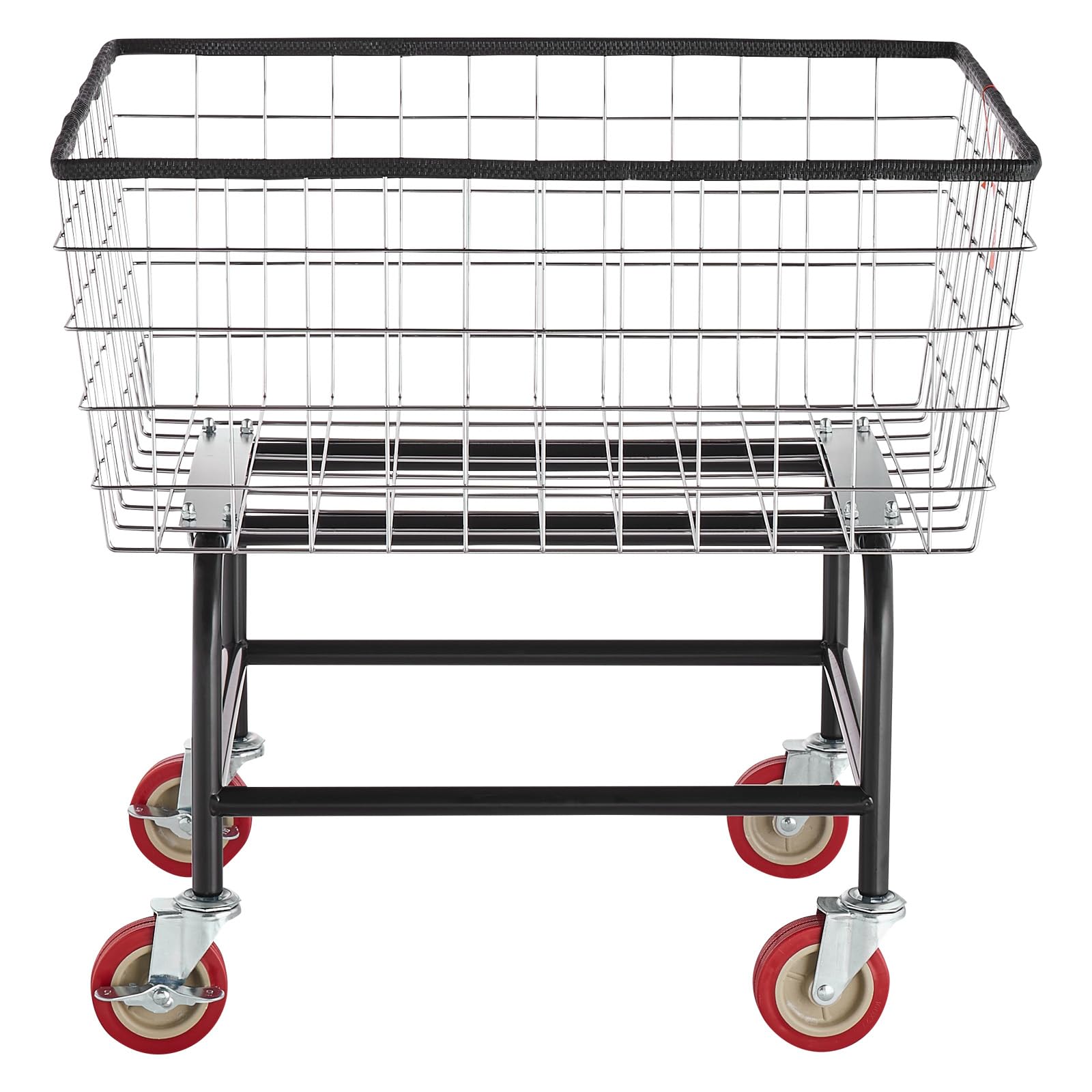 VEVOR Chariot à Linge en Fil Métallique Capacité de 100 L 68x55x67 cm, Panier à Linge Mobile avec Roulettes, Cadre en Acier Chromé, Déplacement en Douceur, pour Buanderie, Chambre, Salle de Bain