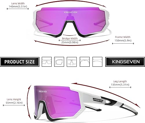 Miniatura 29 de KINGSEVEN Gafas de sol polarizadas de ciclismo para hombre, gafas de sol deportivas MTB gafas de bicicleta UV400 protección LS910 Rojo