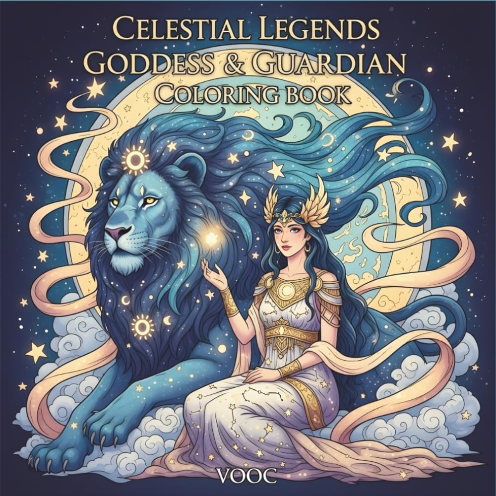 Celestial Legends: Goddess Guardian Coloring Book - 40 Mythological Scenes with Divine Goddesses and Their Sacred Animal Companions for Adults and Teens (Enchanted Realms - Fantasy Coloring)