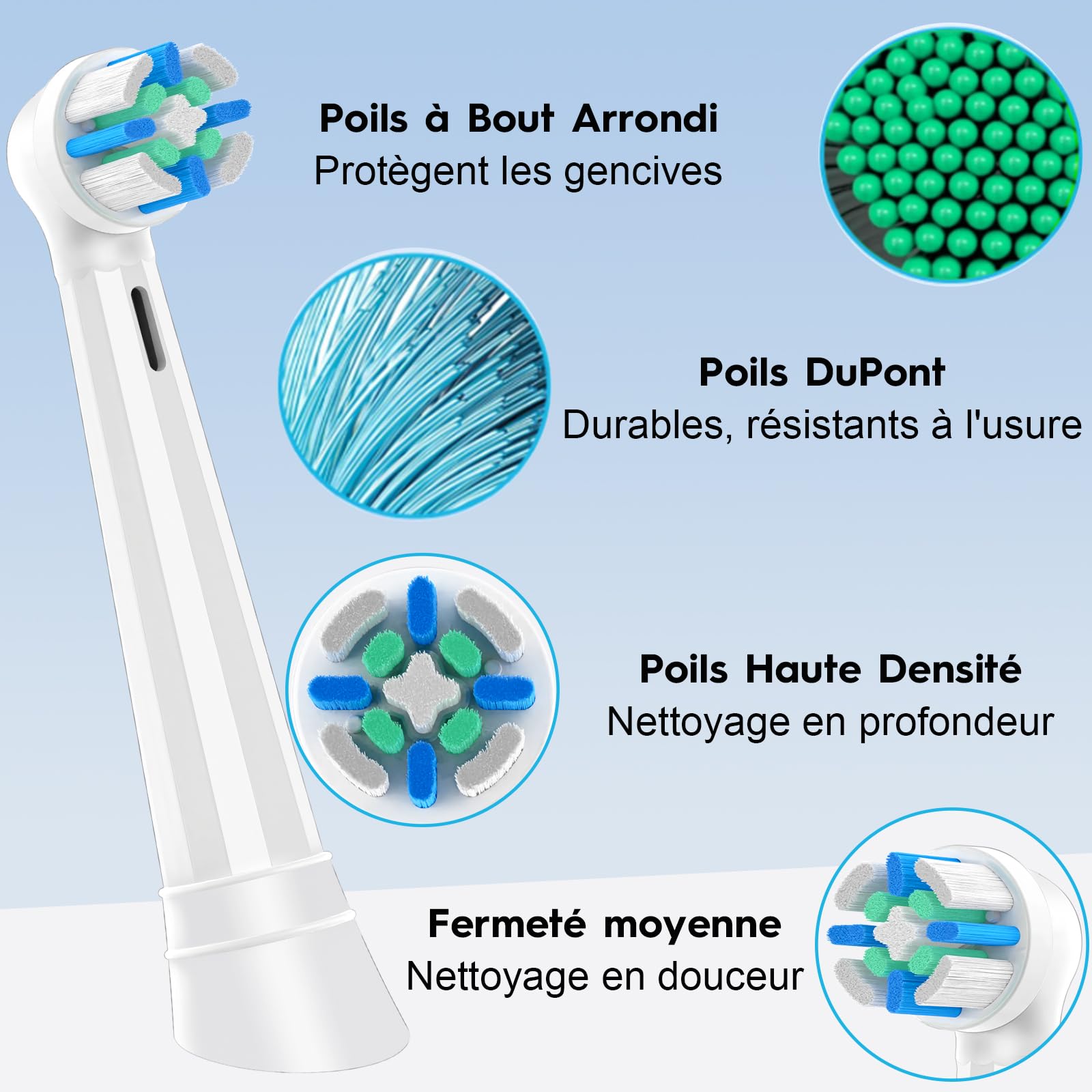 IO Brossettes Compatibles with Oral-B iO - Brossettes de Rechange Compatibles | Lot de 8 Têtes pour Série iO 2/3/4/5/6/7/8/9/10 | Nettoyage Profond, Poils Souples