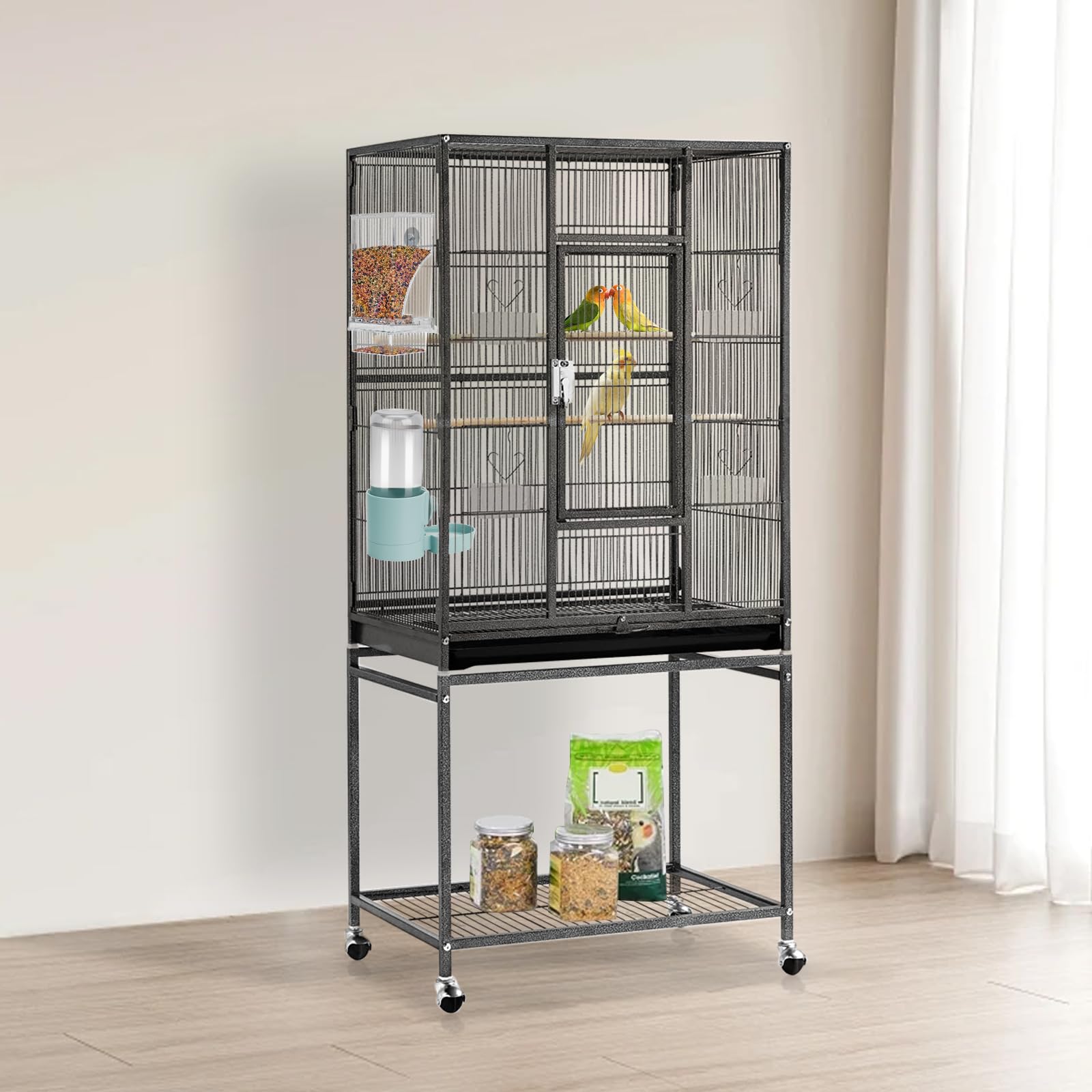 No Mess Bird Feeder Water Dispenser Set, Bird Feeder for Cage, Cage Accessories for Cockatiels, Finches, Budgies and Canaries