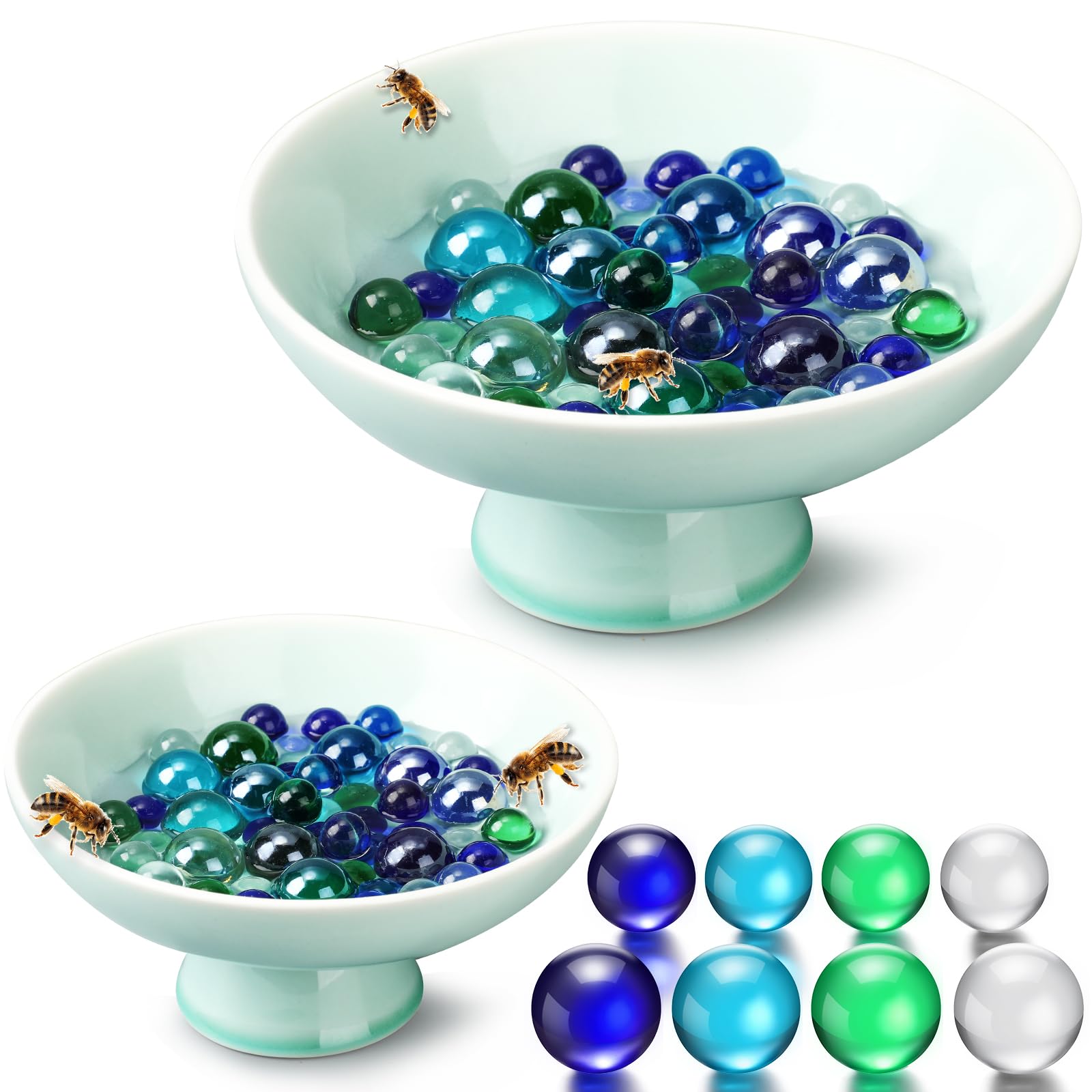 ハチ給水ステーション ガラスビー玉付き Amazon.co.jp: Wenqik 2個 ハチ給水ステーション セラミックボウル