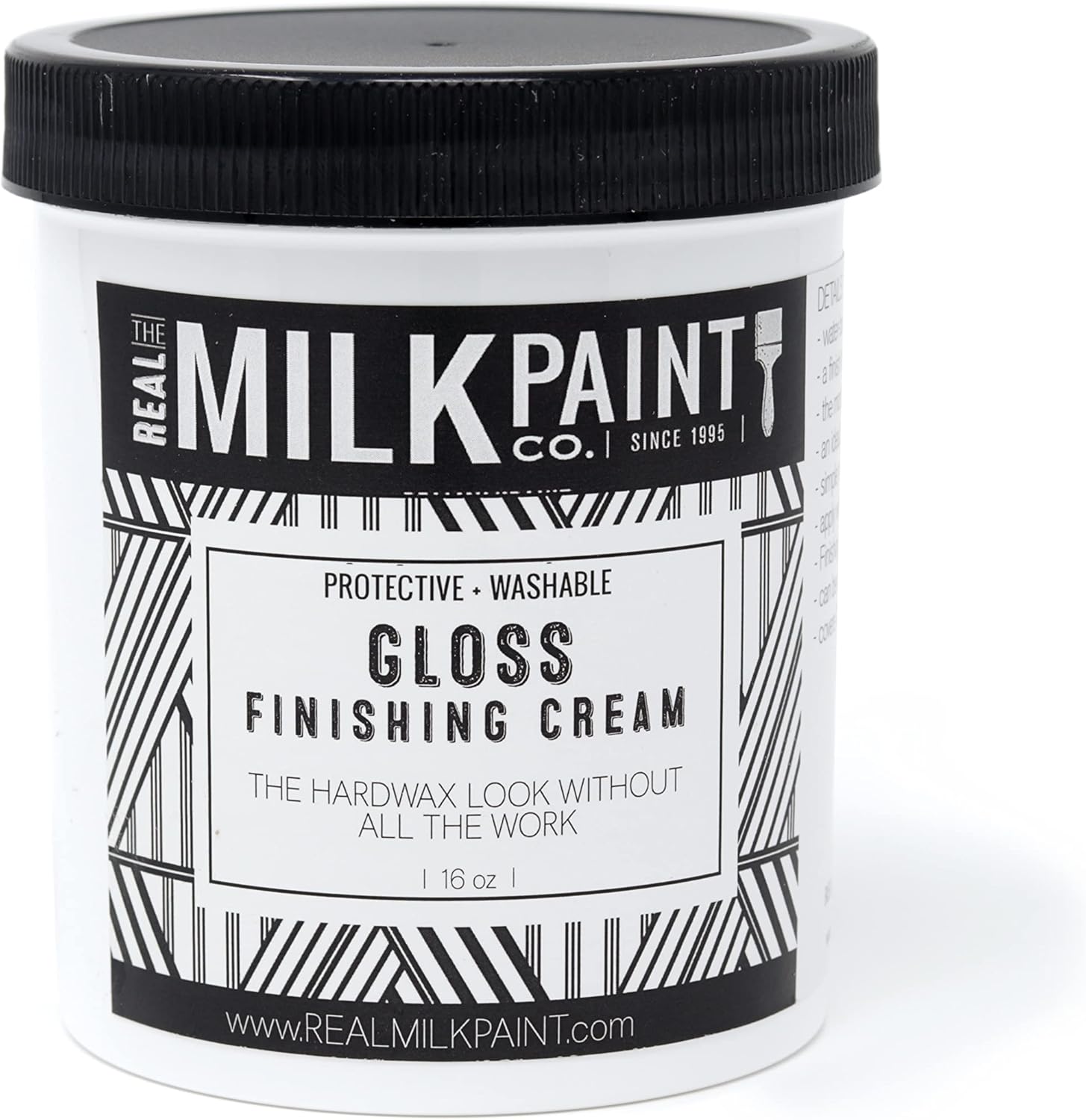 Real Milk Paint, Finishing Cream Sealer Topcoat Gloss 16 oz, Use over