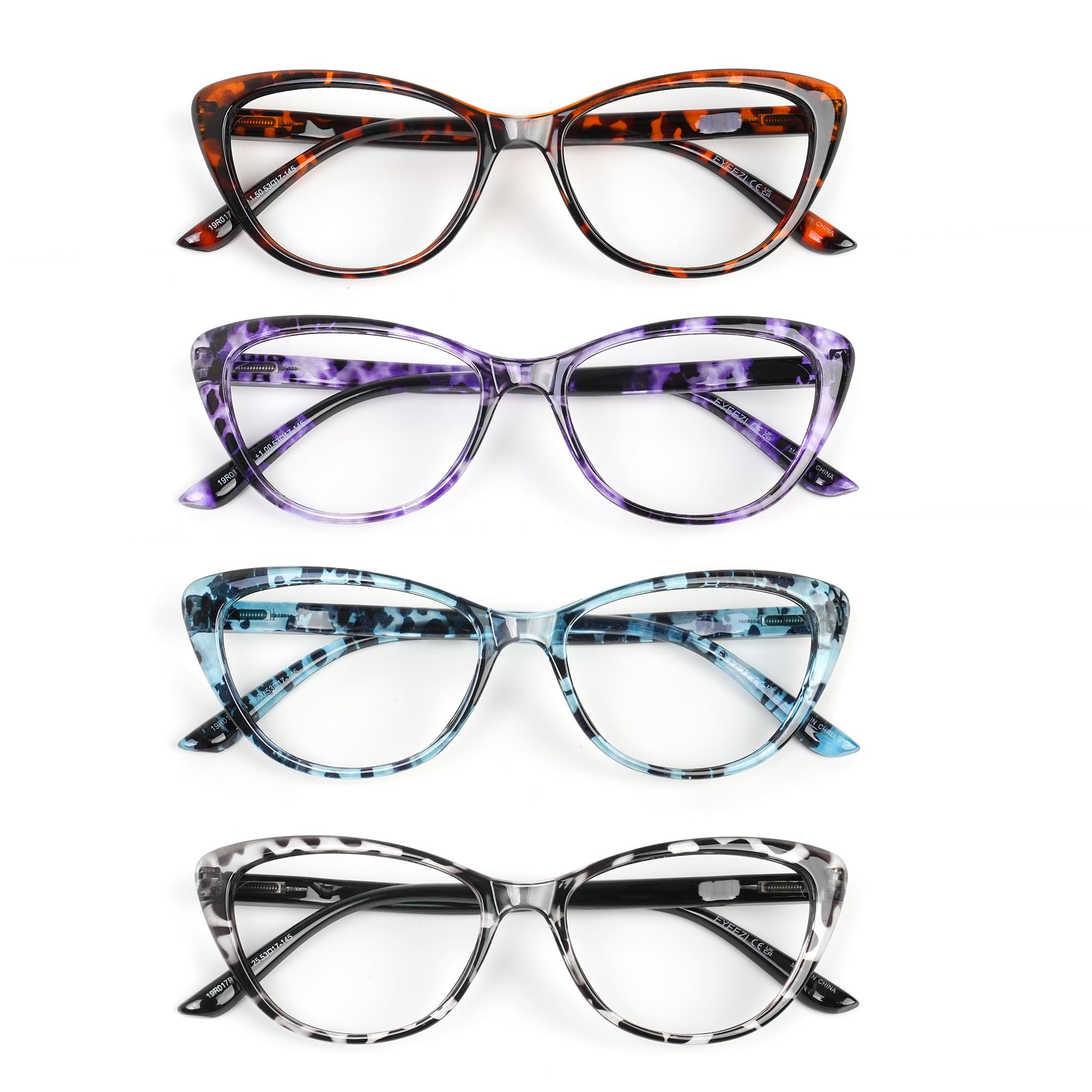 eyeezi 4PC Cat Eye Reading Glasses for Women Anti-Glare Readers 2.75+Blue Light Reading Glasses for Women Readers with Flexible Spring Hinges