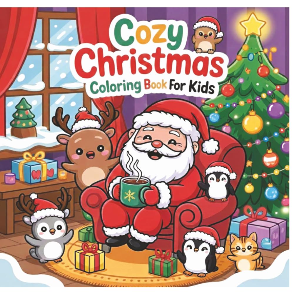 COZY CHRISTMAS COLORING PAGES FOR KIDS: 50 FUN-FILLED CHRISTMAS-THEMED PAGES FOR KIDS TO COLOR | ALL IMAGES ON THEIR OWN PAGE TO PREVENT BLEED-THROUGH
